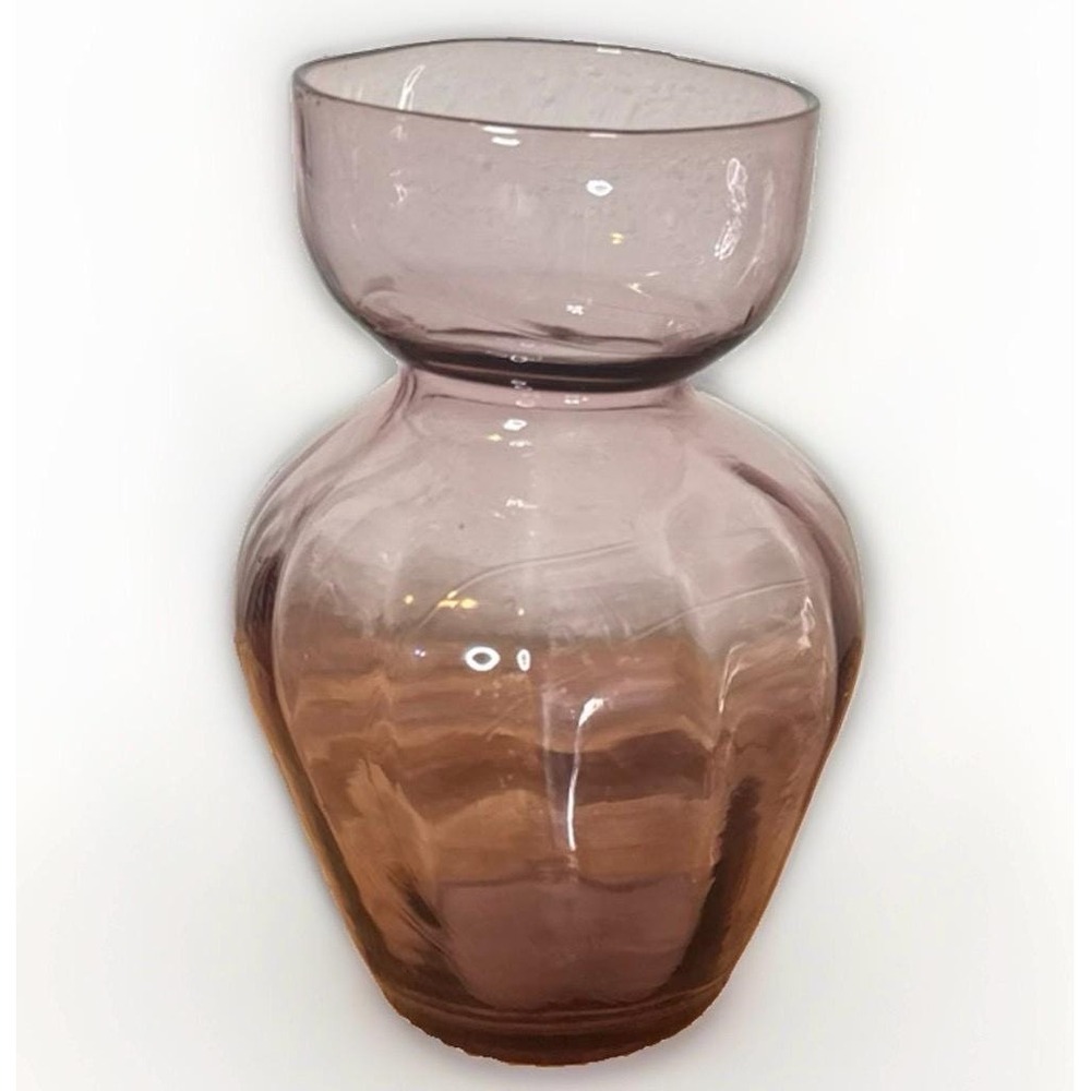 Vintage Amethyst Glass Hourglass Optic Panel Bud Vase